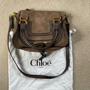 Brown Chloe Marcie Medium Leather & Suede Satchel